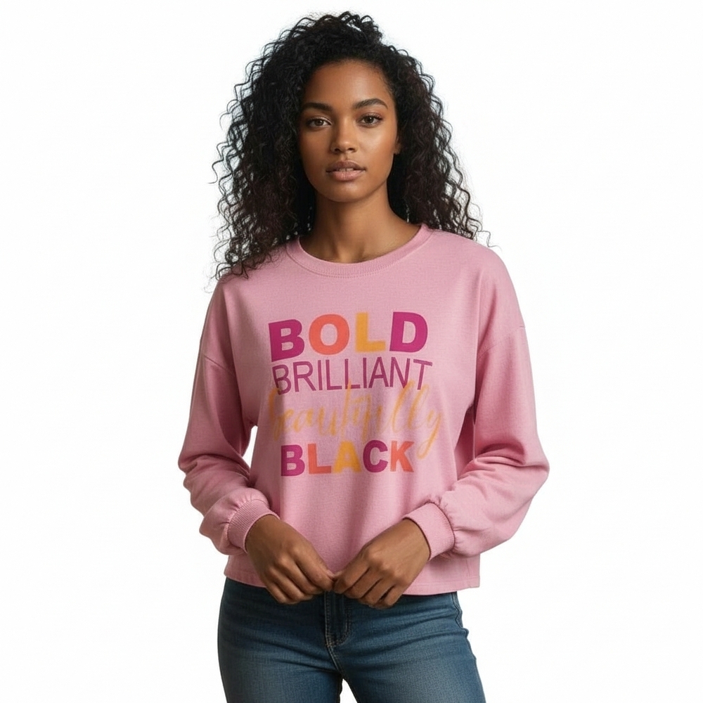 Pink Celebrating Black Beauty Graphic Long Sleeve Shirt